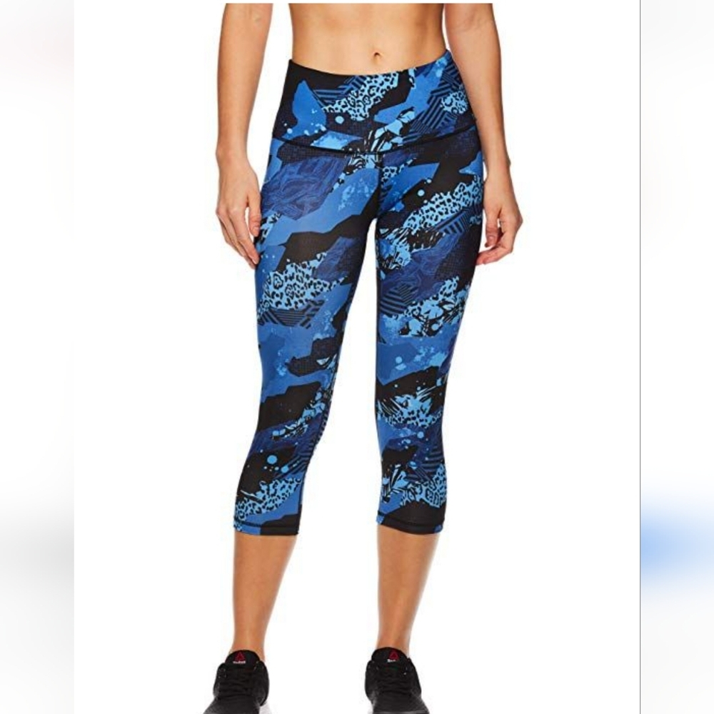 Reebok Women's Blue Patterned Leggings Size XS